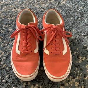Super cute coral coral suede and canvas Vans.